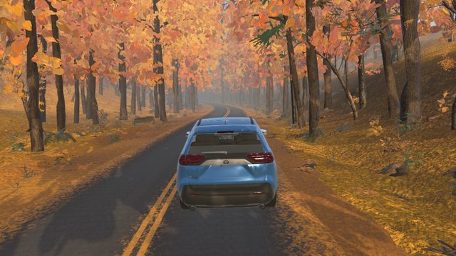 Exterior view of the SUV on the Autumn Forest Loop
